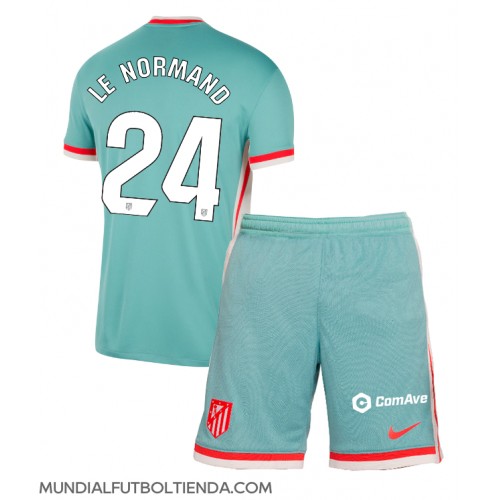 Camiseta Atletico Madrid Robin Le Normand #24 Segunda Equipación Replica 2024-25 para niños mangas cortas (+ Pantalones cortos)